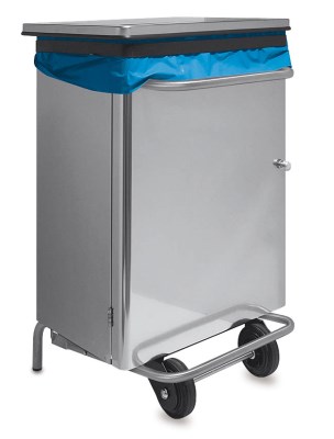 Papierkorb aus Edelstahl mit Frontöffnung, 70 Liter