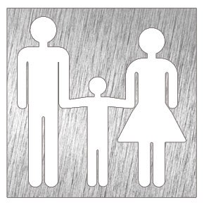 Piktogramm, Symbol aus Edelstahl: Familien WC