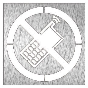 Piktogramm, Symbol aus Edelstahl: Handy verboten
