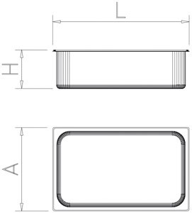 Gastronorm Behälter 1/6 (176x162 mm) aus Edelstahl