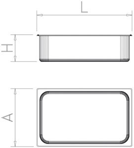 Gastronorm Behälter 2/4 (530x162 mm) aus Edelstahl