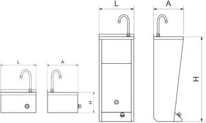 Handwaschbecken zur Wandmontage XS 3 Stück