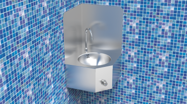 Eck Handwaschbecken mit Kniebedienung mit Aufkantung