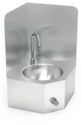 Eck Handwaschbecken mit Kniebedienung mit Aufkantung