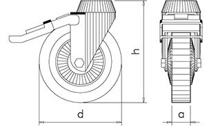 Rollensatz aus Edelstahl mit Bremse