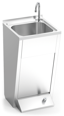 Handwaschbecken aus Edelstahl, Fussbedienung, Standmodell