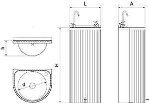 Trinkbrunnen in Säulenform aus Edelstahl mit Pedal