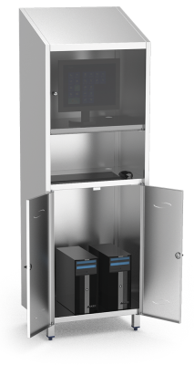 Schrank aus Edelstahl für Computer