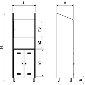 Schrank aus Edelstahl für Computer