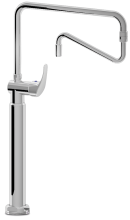 Säulenförmige Armatur mit bewegbarem Auslaufe (Warm- und Kaltwasser)