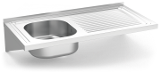 Spüle aus Edelstahl zum hängen, Länge 500 mm Abtropffläche rechts