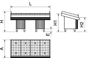 Fischtheke mit Standfuß aus Edelstahl 1,5 m