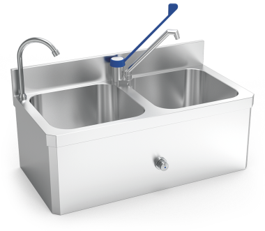 Doppeltes Becken, Handwaschbecken u.Spülbecken aus Edelstahl - XS-Modell