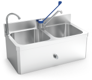 Doppeltes Becken, Handwaschbecken u.Spülbecken aus Edelstahl - XS-Modell