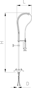 Zweiloch Spültischarmatur mit Duschkopf 1/4 Radius schwenkbar