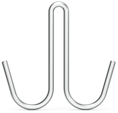 Haken in "J“ Form doppelt ohne Spitze aus Edelstahl