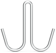 Haken in "J“ Form doppelt ohne Spitze aus Edelstahl