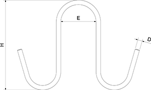 Haken in "S“ Form doppelt ohne Spitze aus Edelstahl