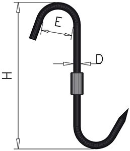 Drehbarer Fleischhaken aus Edelstahl  mit Spitze in S-Form