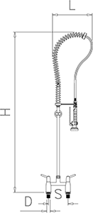 Duscharmatur mit Doppeleingang, zwei Knöpfe 1/4 Umdrehung