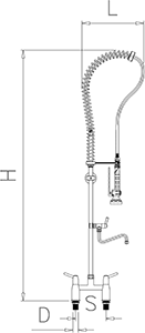 Duscharmatur mit Doppeleingang, zwei Knöpfe 1/4 Umdrehung