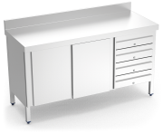 Wandtische mit Türen und Schubladen