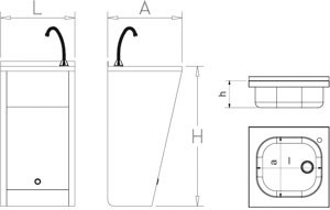 Automatisches, batteriebetriebenes Handwaschbecken aus Edelstahl, Standmodell