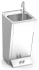 Handwaschbecken aus Edelstahl mit Fussbedienung für warmes und kaltes Wasser