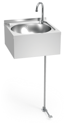 Handwaschbecken aus Edelsahl zur Wandmontage normal mit Fußpedal