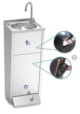 Handwaschbecken aus Edelstahl, Standmodell XS