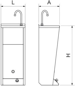 Handwaschbecken aus Edelstahl, Standmodell XS