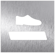 Piktogramm Covid aus Edelstahl - Desinfektion von Schuhen