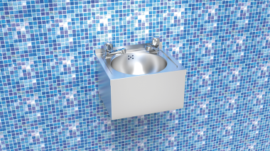Waschbecken aus Edelstahl mit 2 Standventilen XS