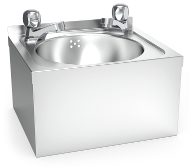 Waschbecken aus Edelstahl mit 2 Standventilen XS