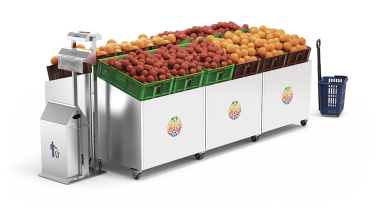 Obst- und Gemüseständer mit Räders aus Edelstahl