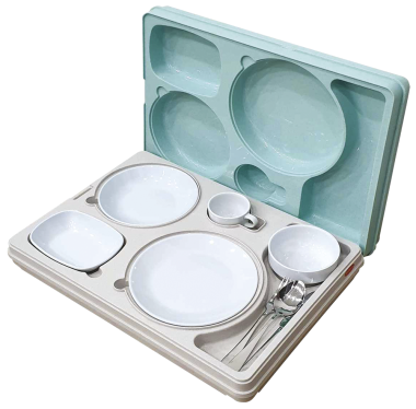 Isotherme Tablett ist aus Polypropylen Euronorm 1/1 für Kollektivitäten (Boden + Deckel) 5 Fächer