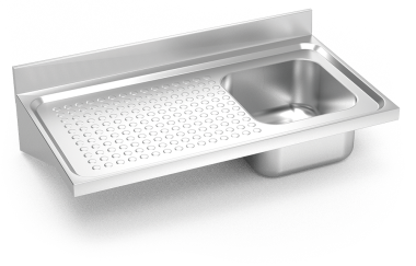 Spüle aus Edelstahl zum Aufhängen mit Wandmontage, Länge 550 mm, 1 Becken, Abtro