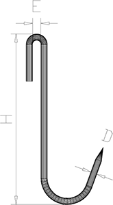 Fleischhaken aus edelstahl mit spitze in "J" form (10 stuck)