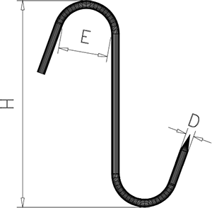 Fleischhaken aus Edelstahl mit Spitze in S-Form (10 Stück)