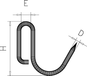 Fleischhaken aus Edelstahl  mit Spitze in J-Form (10 Stück)