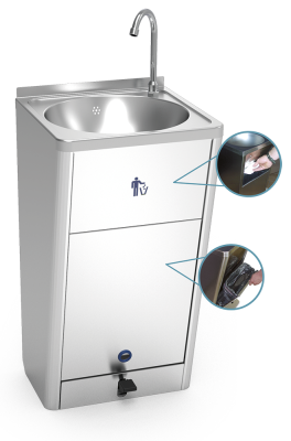 UK Mobiles Handwaschbecken mit Warmwasser und hoher Wasserflussmenge