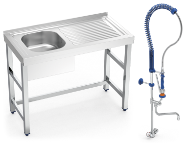 Spülbecken-Set aus Edelstahl 050628 und Duscharmatur 463060