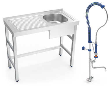 Spülbecken-Set aus Edelstahl 050630 und Duscharmatur 463060