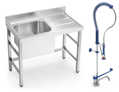 Spülbecken-Set aus Edelstahl 054810 und Duscharmatur 463062
