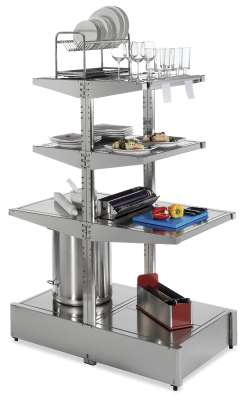 Zentraler Zubereitungstisch mit Regalen System Imagine