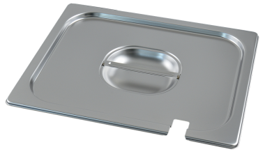 Edelstahl-Deckel für GN-Behälter 1/2 mit Aussparung für Schöpflöffel