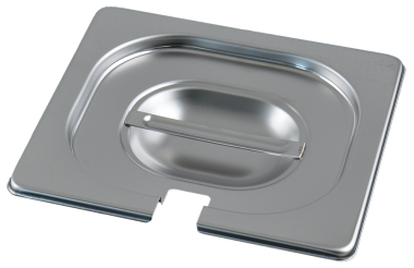 Edelstahl-Deckel für GN-Behälter 1/6 mit Aussparung für Schöpflöffel