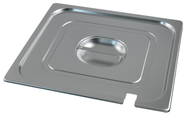 Edelstahl-Deckel für GN-Behälter 2/3 mit Aussparung für Schöpflöffel