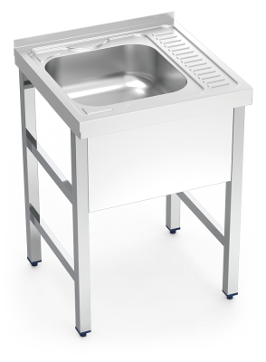 Spüle mit Abtropffläche rechts und Standfuß Serie 6.6 Compact