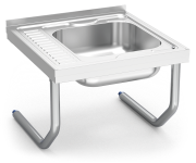 Wandmontierte Spüle mit Abtropfregal und Flügelmuttern Links Serie 6.6 Compact